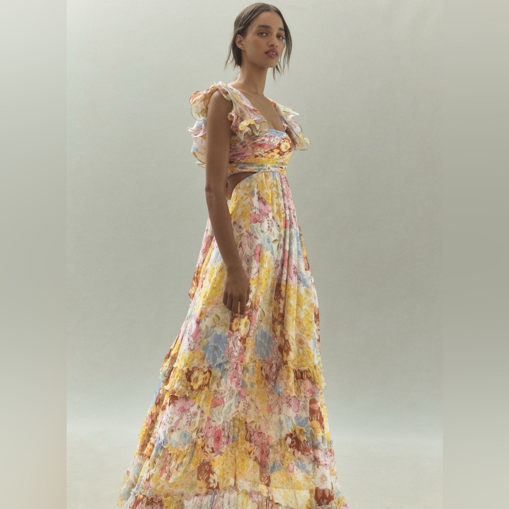 NWT BHLDN Alivia Chiffon Cutout Maxi Dress
